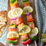 uncooked salmon skewers